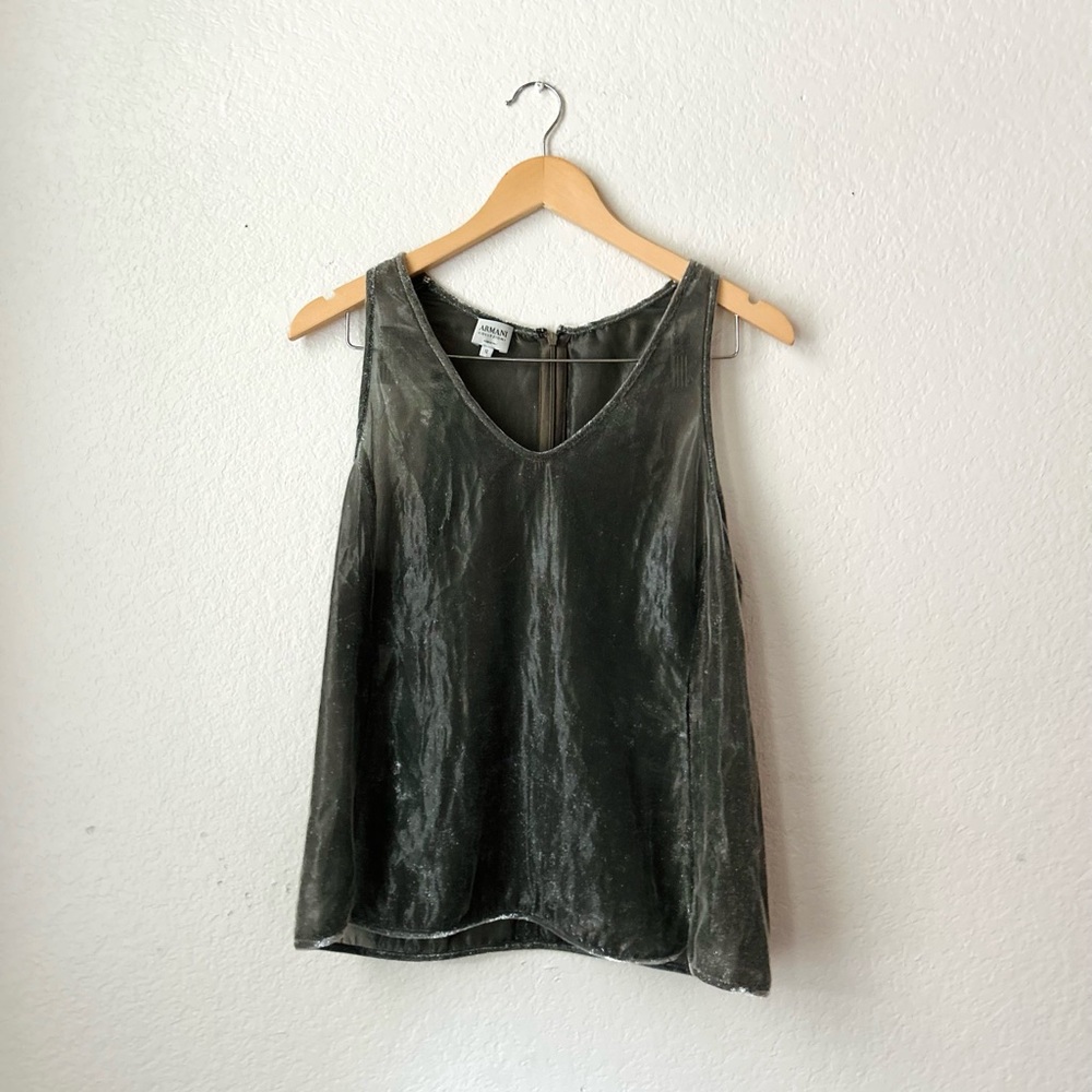 Vintage Armani Collezioni Sheer Silk Blend Sleeveless Top Size 12